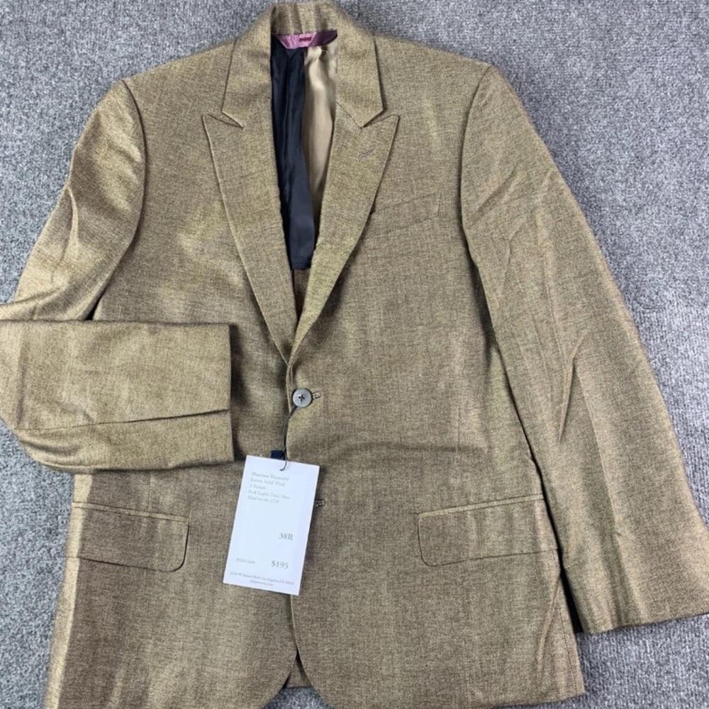 MASSIMO BIZZOCHI Mens Solid Wool Peak Lapel Dual Vent Sports Blazer Size 38R